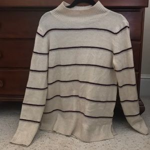 Cream/wine colored striped sweater